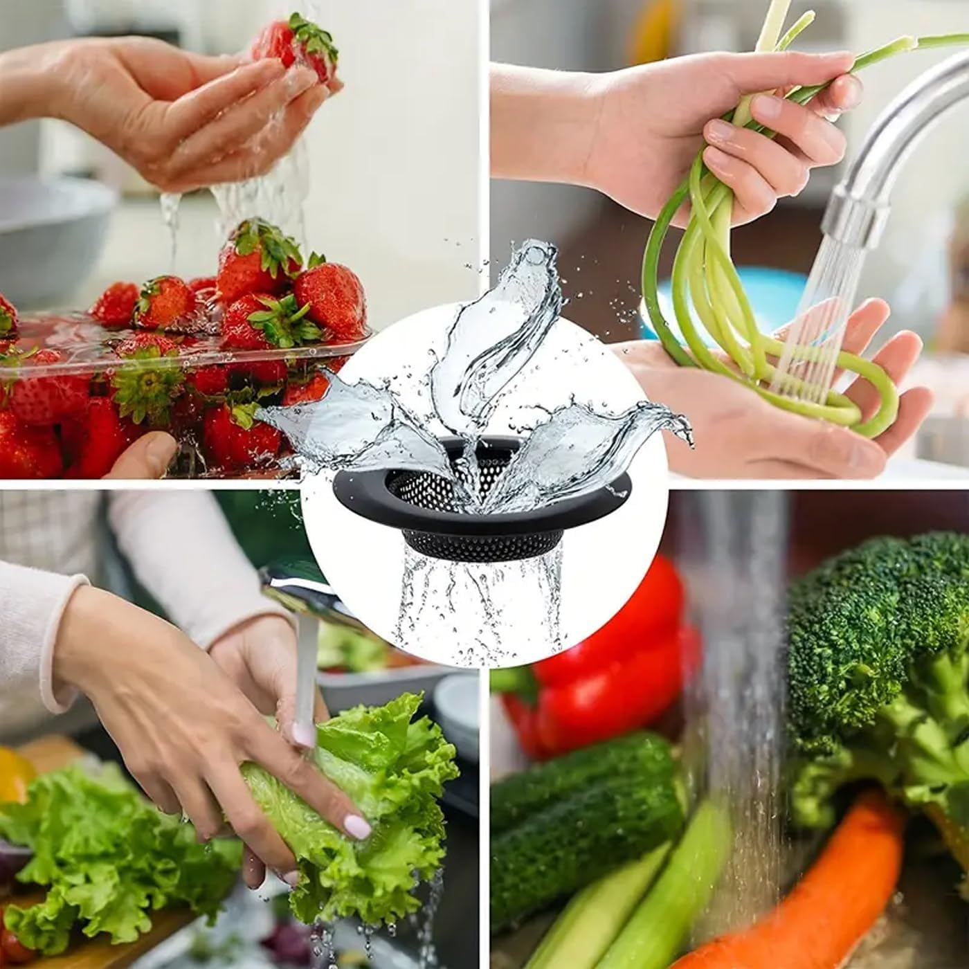 Generic 2 Pack - Black Kitchen Sink Strainer, Stainless Steel, Anti-Clogging, Large Wide Rim 4.5 Inch Diameter,Black