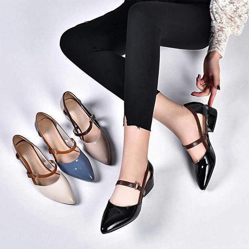 Spring And Summer Leather Casual Shoes  And  New Belt Buckle Solid Color Plus Size Women's Sandals