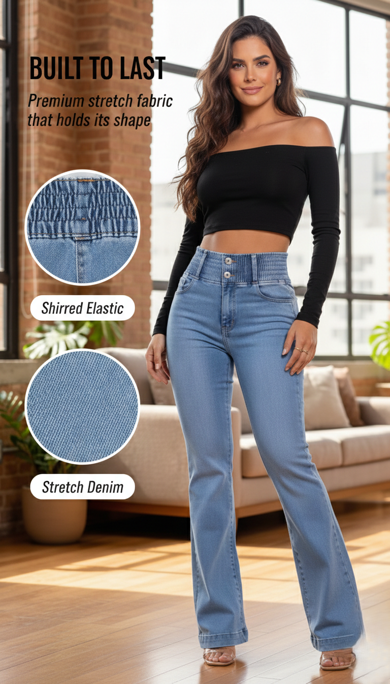 👖 50% OFF - Women's Elastic High-Waisted Slim-Fit Stretch Jeans