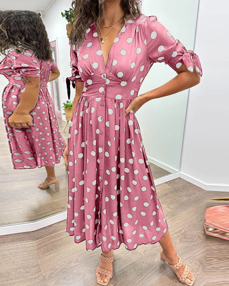 🔥🌷New Products Promotion 48% OFF - 💃Deep V-neck polka-dot dress