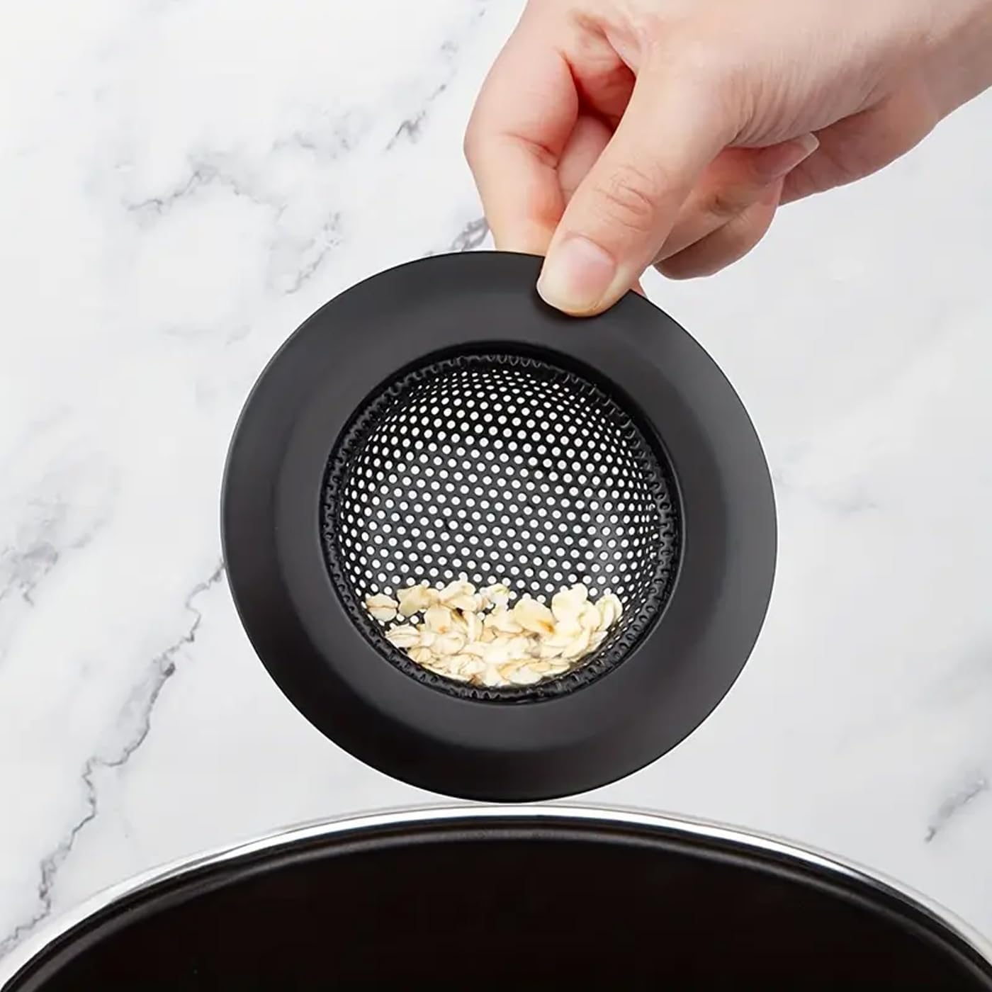 Generic 2 Pack - Black Kitchen Sink Strainer, Stainless Steel, Anti-Clogging, Large Wide Rim 4.5 Inch Diameter,Black