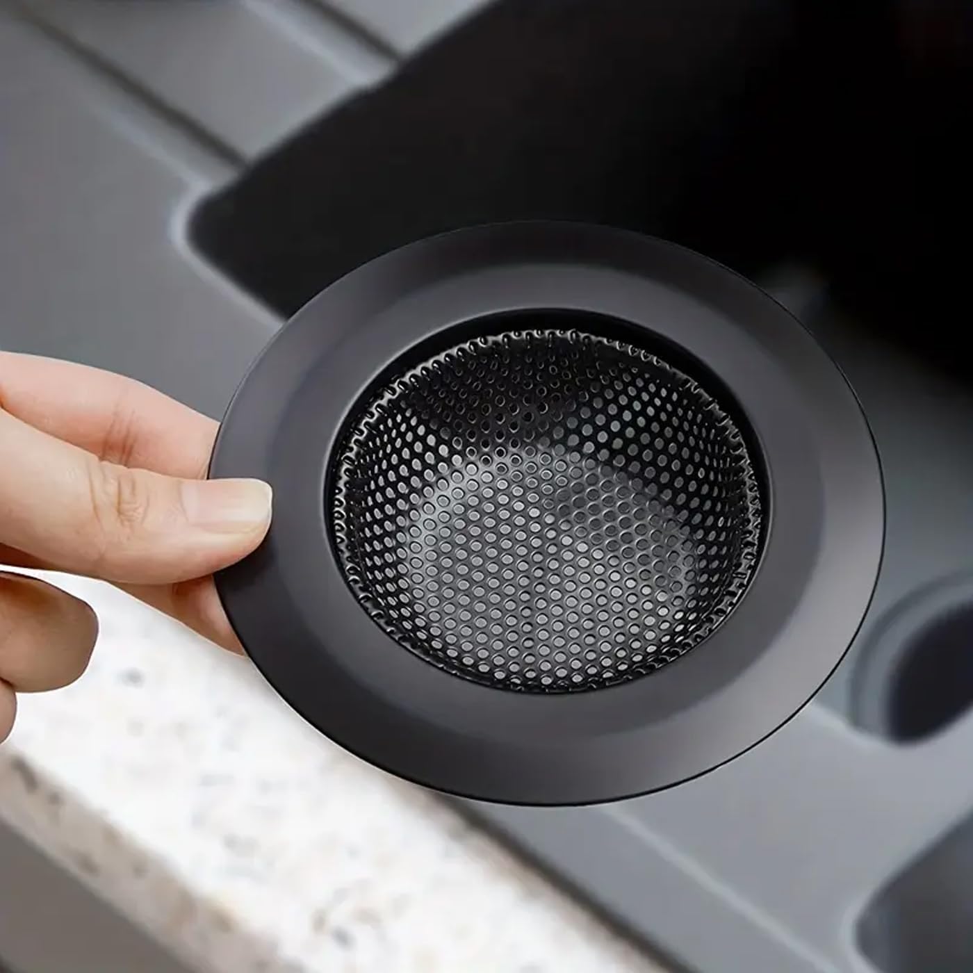 Generic 2 Pack - Black Kitchen Sink Strainer, Stainless Steel, Anti-Clogging, Large Wide Rim 4.5 Inch Diameter,Black