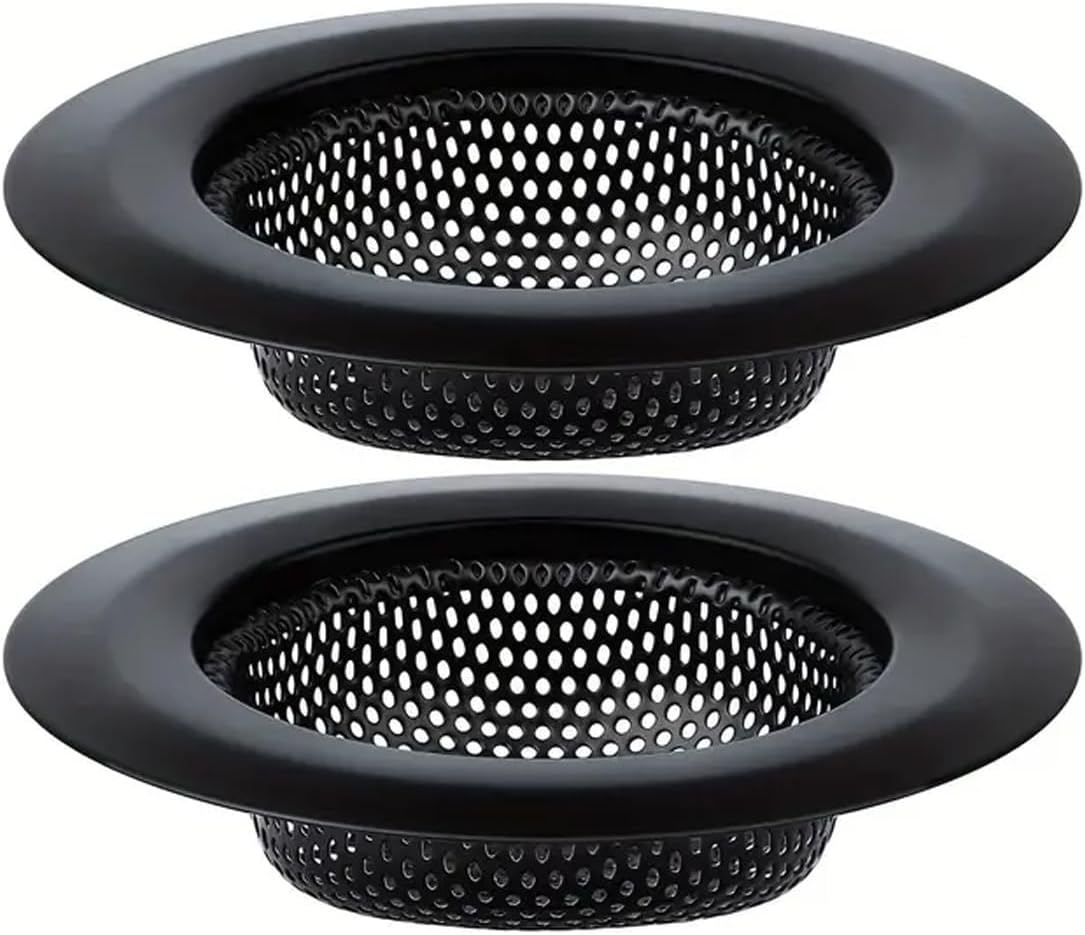 Generic 2 Pack - Black Kitchen Sink Strainer, Stainless Steel, Anti-Clogging, Large Wide Rim 4.5 Inch Diameter,Black