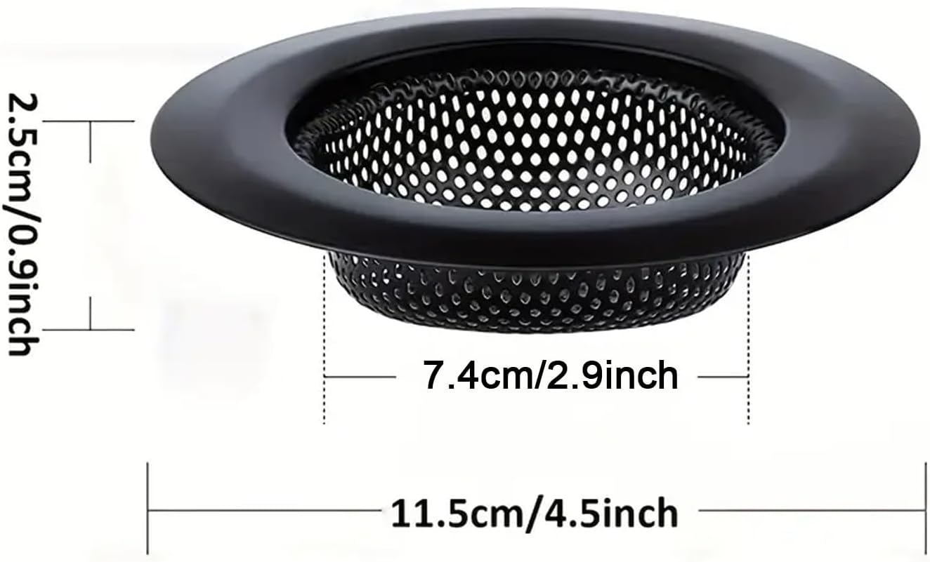Generic 2 Pack - Black Kitchen Sink Strainer, Stainless Steel, Anti-Clogging, Large Wide Rim 4.5 Inch Diameter,Black