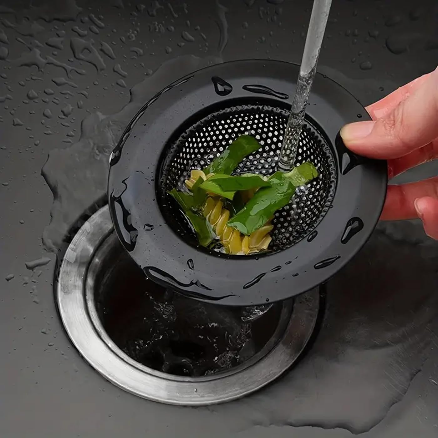 Generic 2 Pack - Black Kitchen Sink Strainer, Stainless Steel, Anti-Clogging, Large Wide Rim 4.5 Inch Diameter,Black