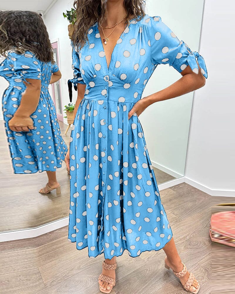🔥🌷New Products Promotion 48% OFF - 💃Deep V-neck polka-dot dress