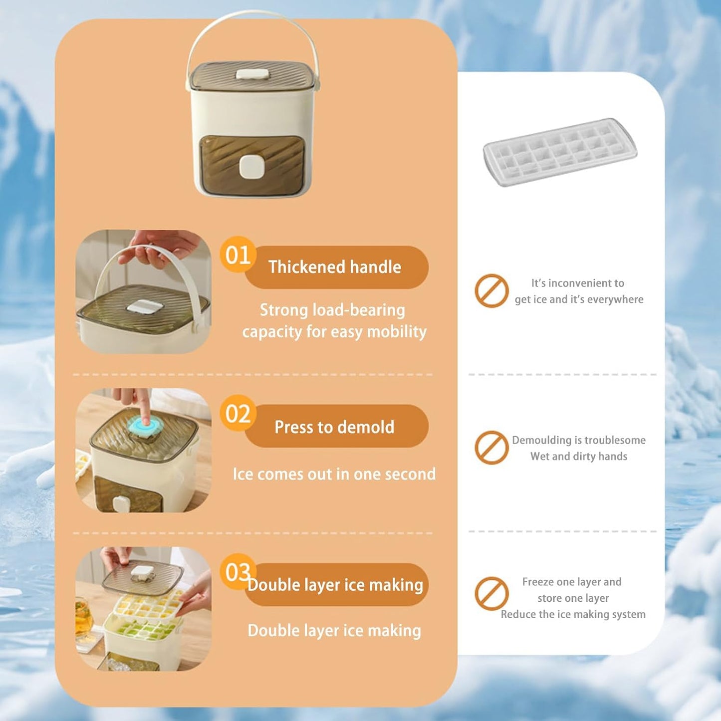 🧊 Summer Best-Seller 🧊 ice cube tray with lid and storage bin