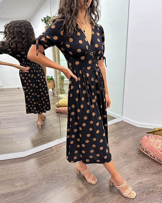 🔥🌷New Products Promotion 48% OFF - 💃Deep V-neck polka-dot dress