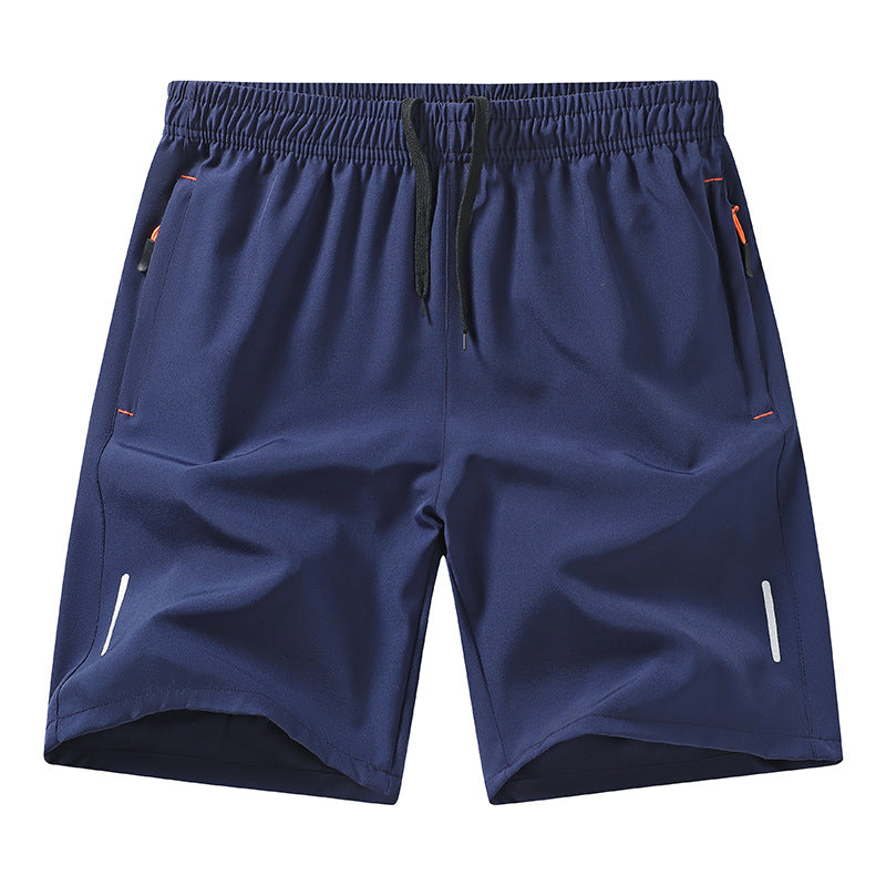 Casual Running Straight-Leg Shorts (with Zipper Pockets and Reflective Strips)