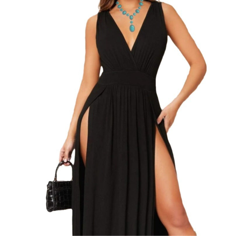 V-Neck Sleeveless Maxi Dress