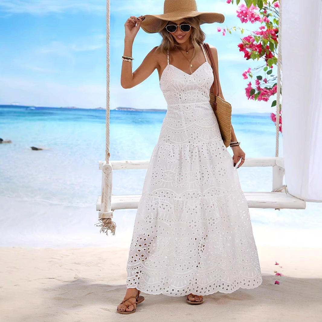 Slim-Fit Sleeveless Lace Strappy Dress