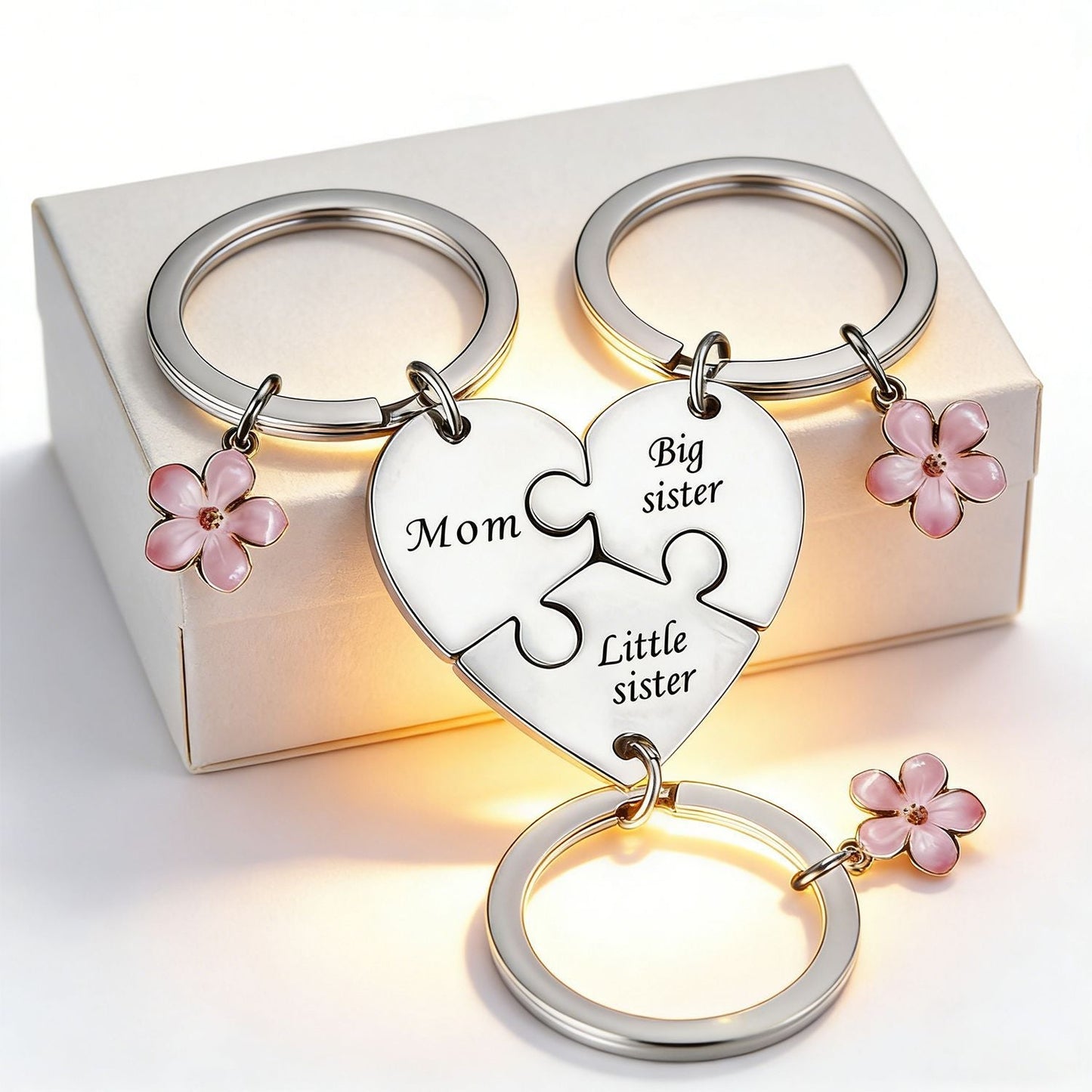 A Three-Person Mother-Daughter Keychain—A Heartwarming and Meaningful Gift