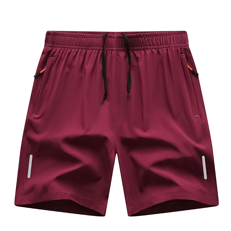 Casual Running Straight-Leg Shorts (with Zipper Pockets and Reflective Strips)