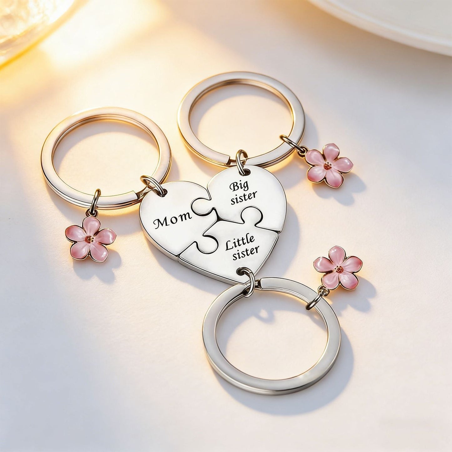 A Three-Person Mother-Daughter Keychain—A Heartwarming and Meaningful Gift