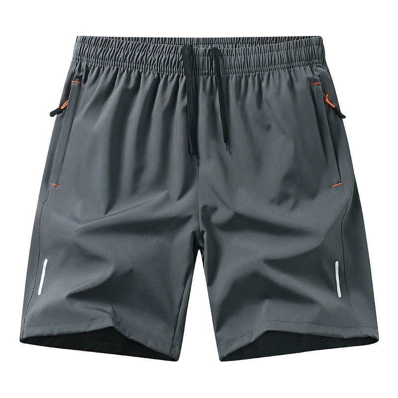 Casual Running Straight-Leg Shorts (with Zipper Pockets and Reflective Strips)