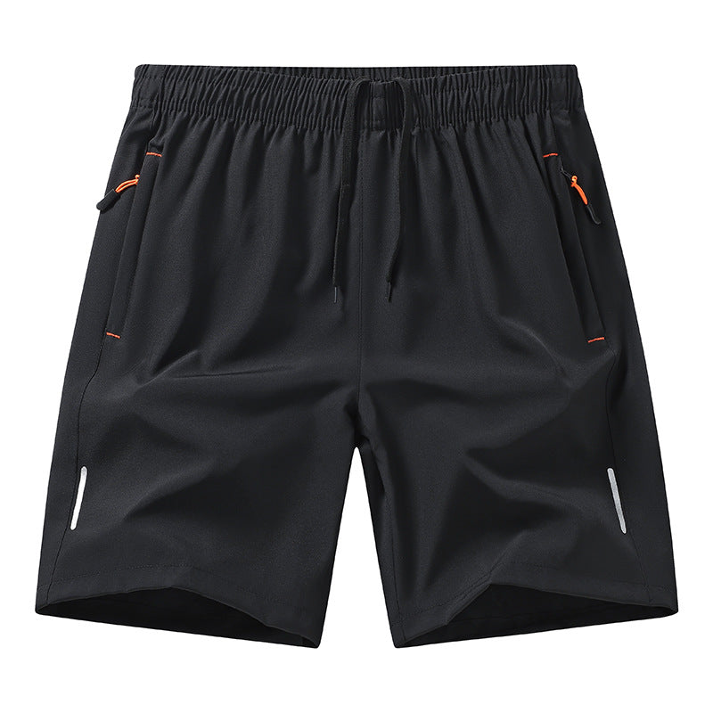Casual Running Straight-Leg Shorts (with Zipper Pockets and Reflective Strips)