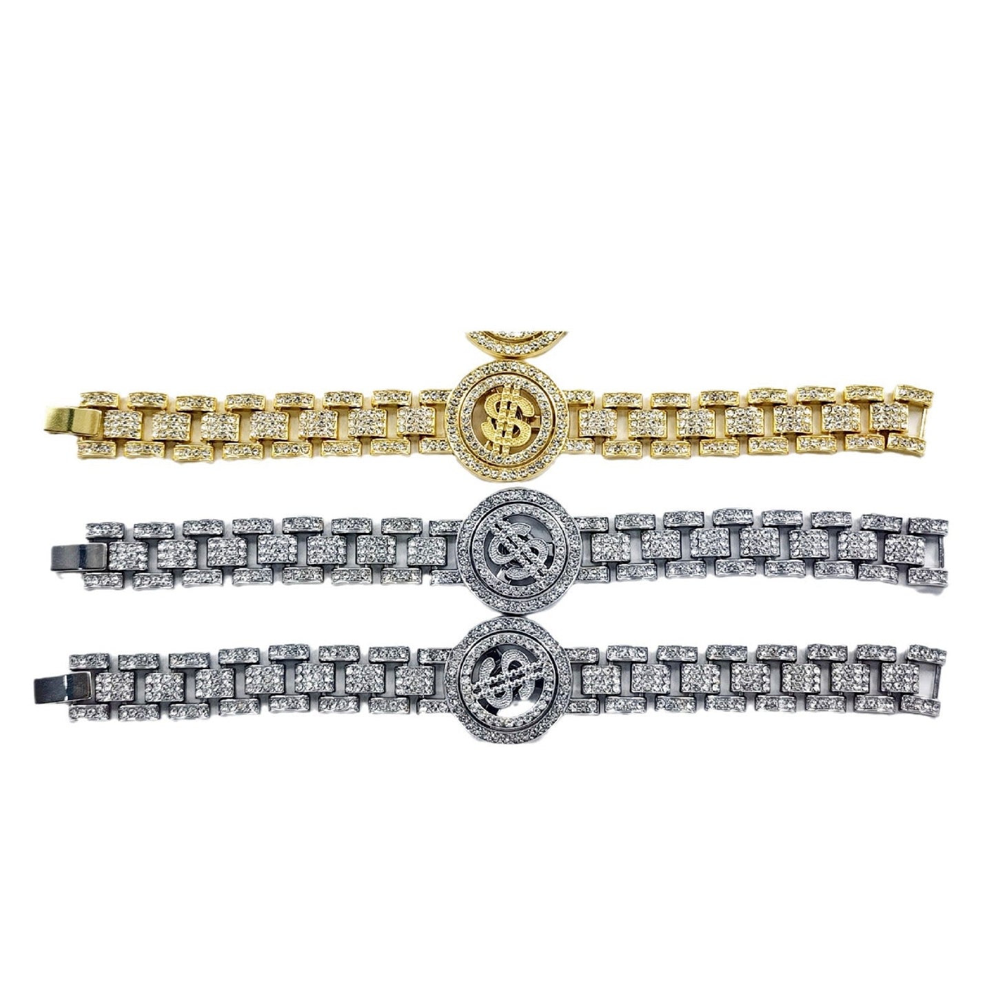 Diamond-encrusted alloy necklace, hip-hop/rap style Cuban link chain.