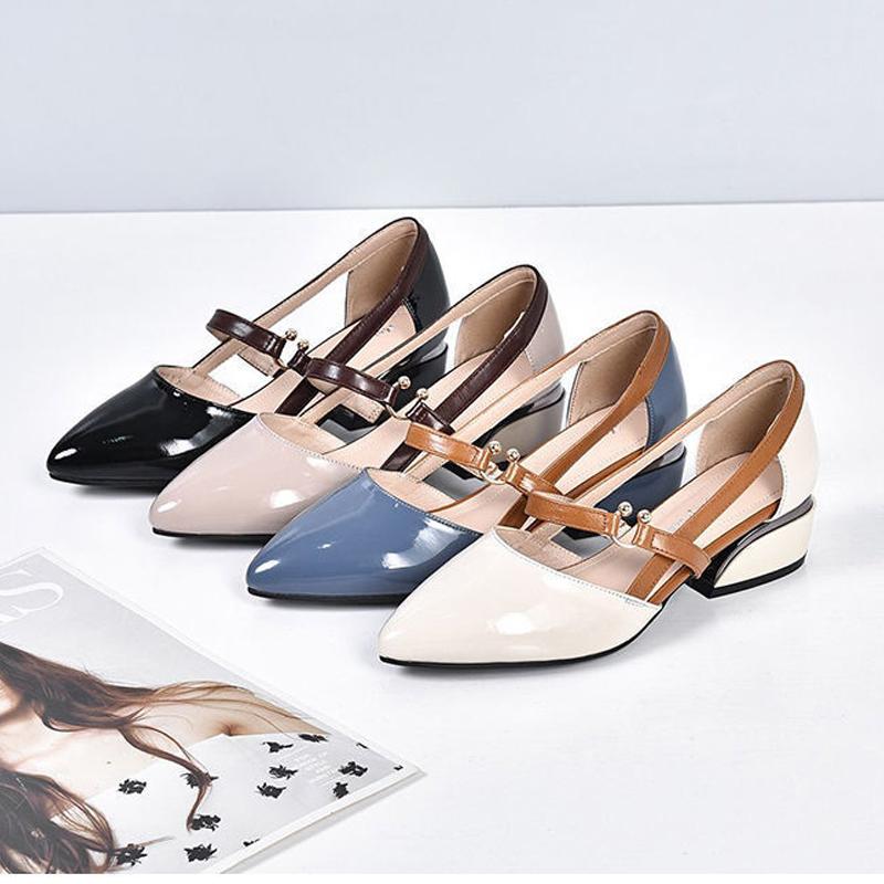 Spring And Summer Leather Casual Shoes  And  New Belt Buckle Solid Color Plus Size Women's Sandals