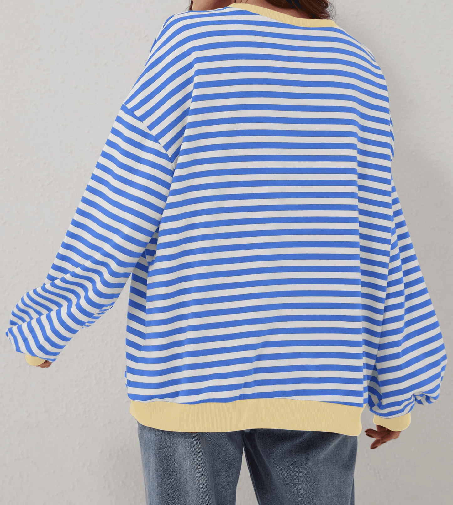 WOMEN'S OVERSIZED STRIPED LONG SLEEVE PULLOVER