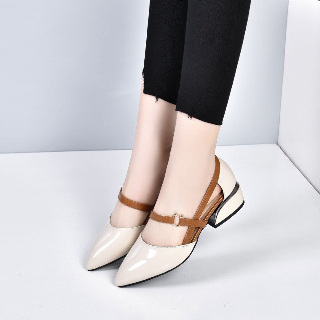 Spring And Summer Leather Casual Shoes  And  New Belt Buckle Solid Color Plus Size Women's Sandals