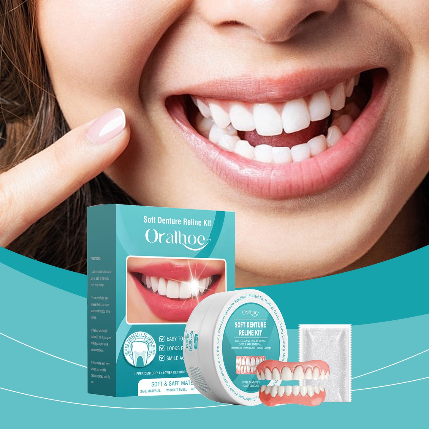 🔥Super hot silicone denture set (upper and lower)