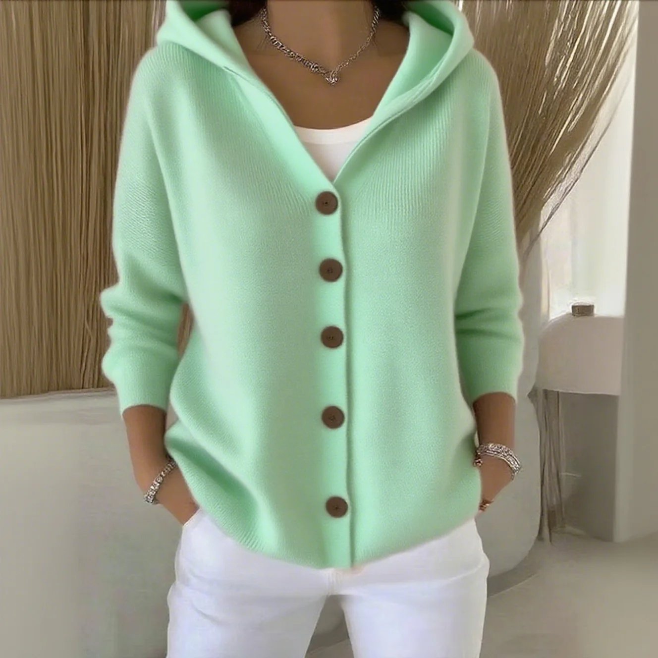 Best Sellers🔥Women Cotton Plain Long Sleeve Comfy Casual Cardigan